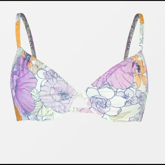 NWT Cupshe Bikini Top Underwire & Push Up Purple Orange Floral Size Large - Picture 4 of 15